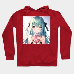 A girl holding a box in the shape of a heart Hoodie